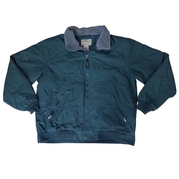 Vintage LL Bean Mens XL Insulated Jacket Green Fleece Lined Zip Up Outerwear